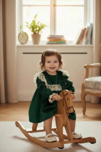 Emerald Green Velvet Lace Dress