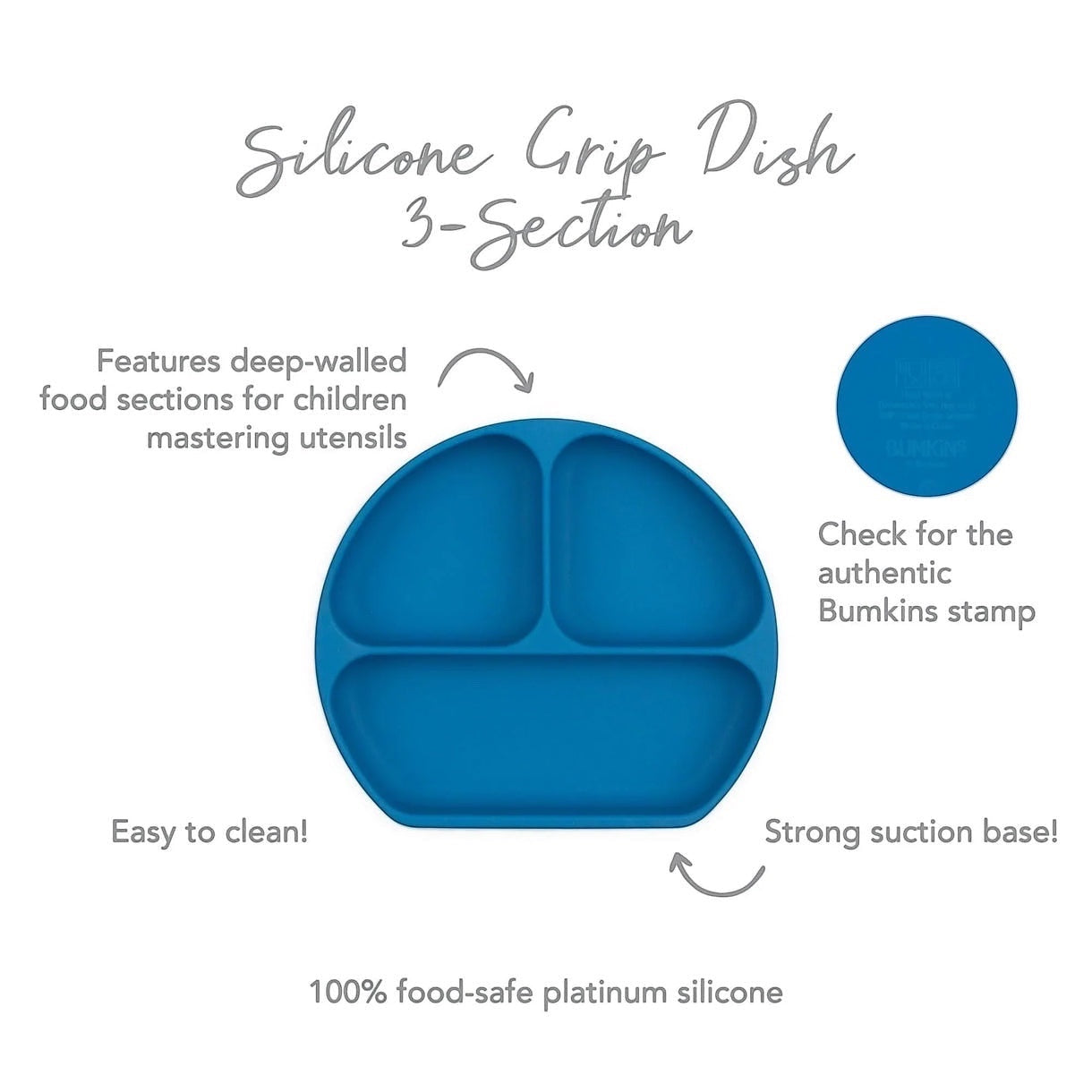 Silicone grip dish dark blue