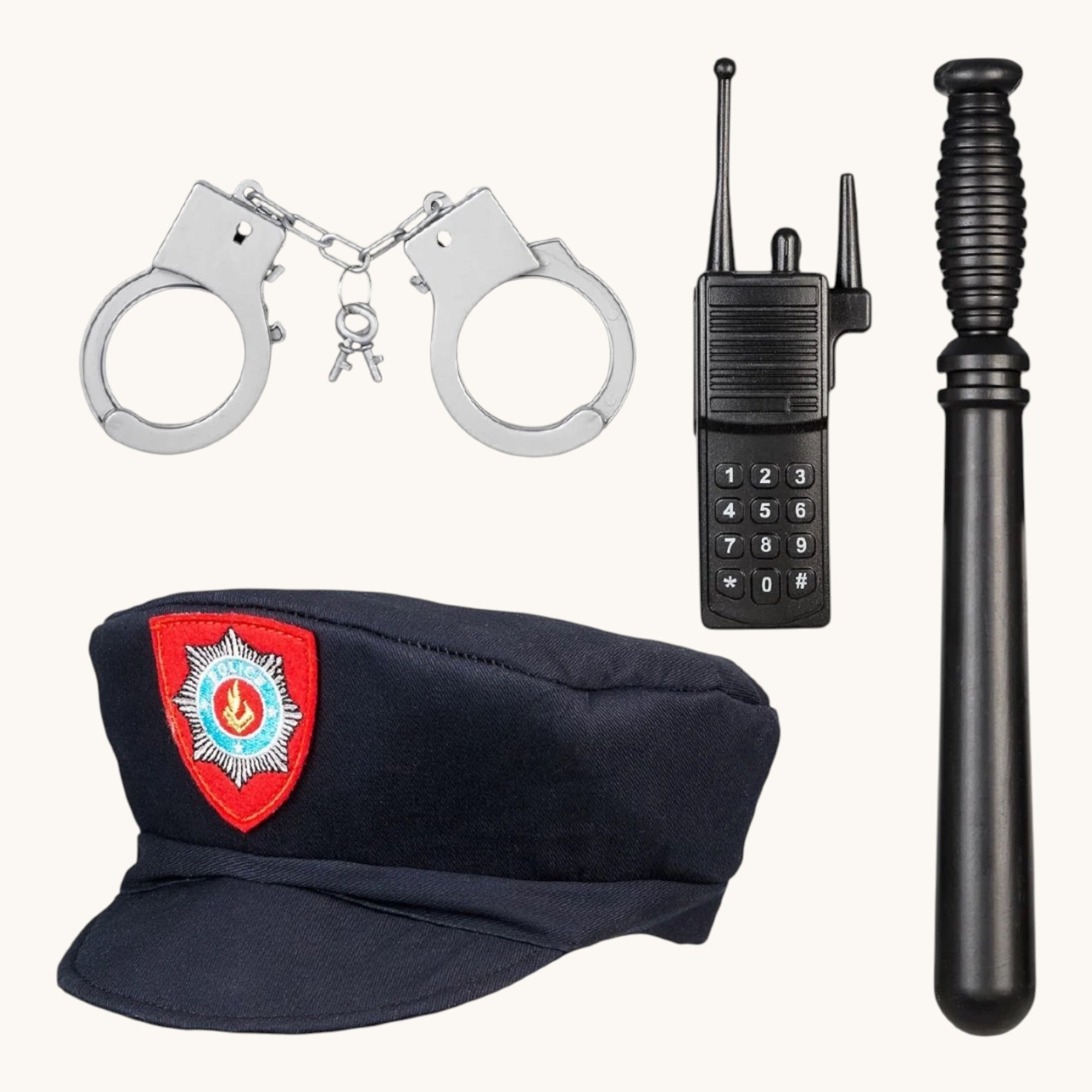 Policeman Costume Set for Children – Includes Accessories for Role-Play & Entertainment - sz 4-7 yrs