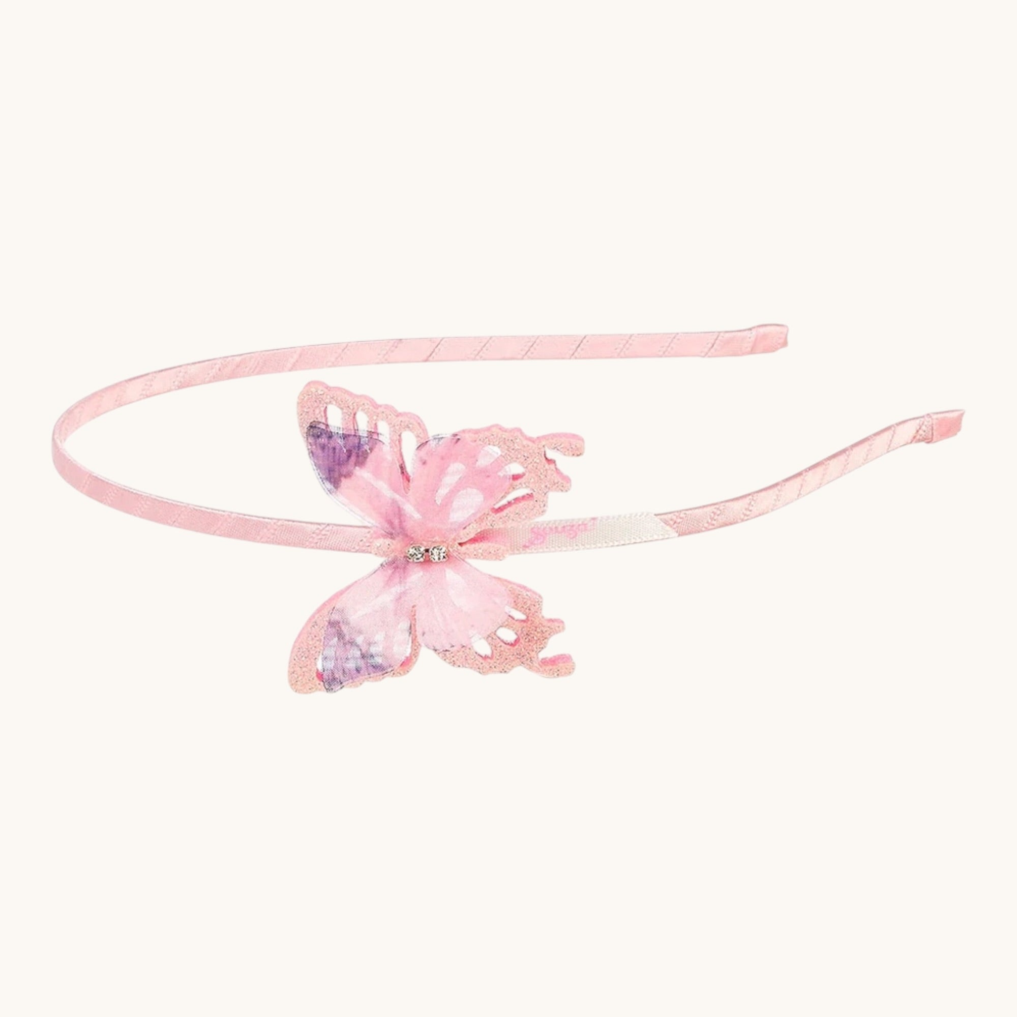 Cathleen Tiara w/pink butterfly - Hair Accessory