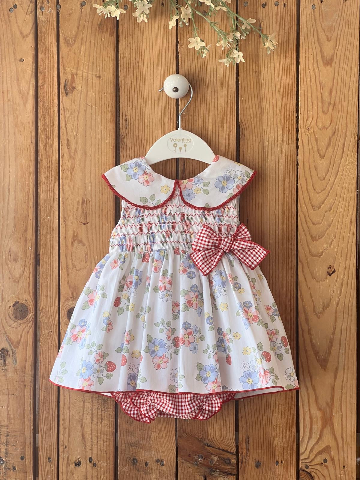 Red Floral Strawberry Dress & Bloomers