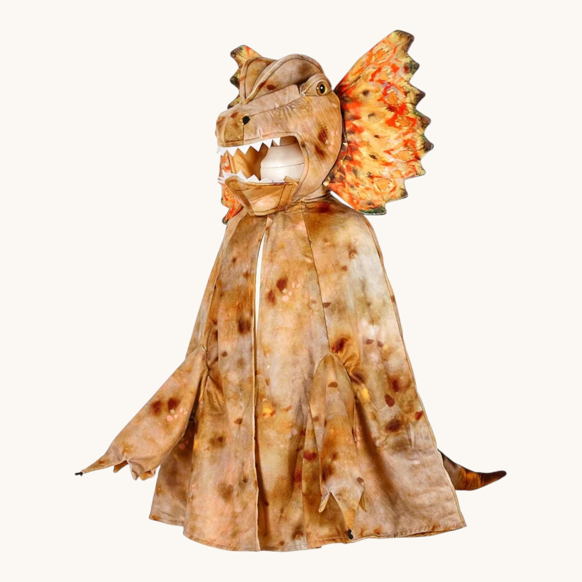 Dilophosaurus Dragon Costume Cape for Kids 4-7 yrs