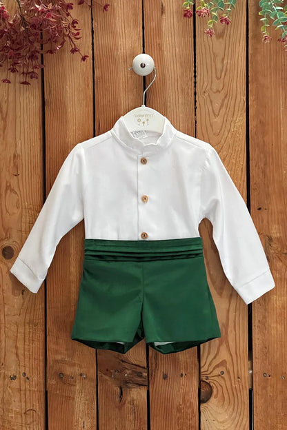 Emerald Green Velvet 3-Piece Shorts Set