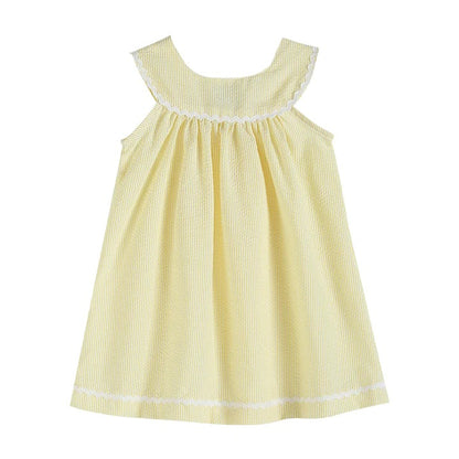 Pastel Yellow Seersucker Yoke Dress