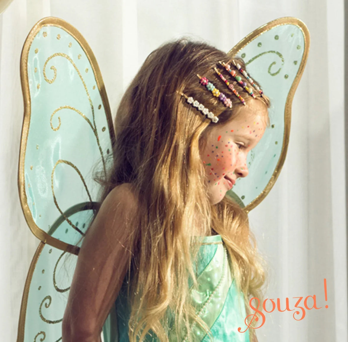 Camille -Dress and Wings Set (Green) 5-7 yrs