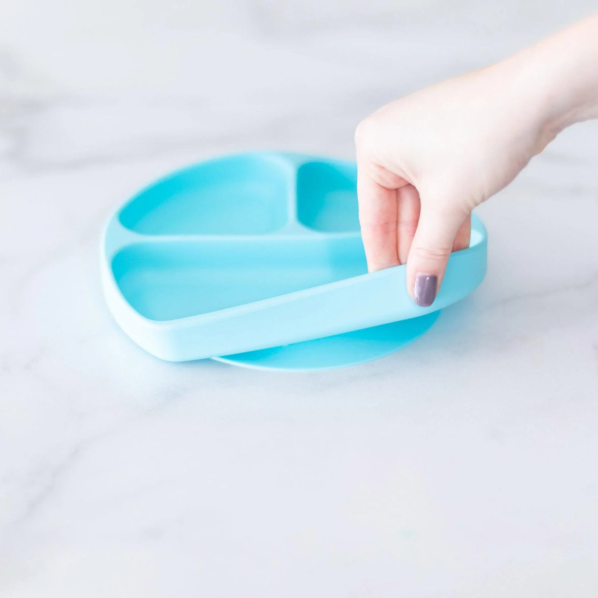 Silicone grip dish blue