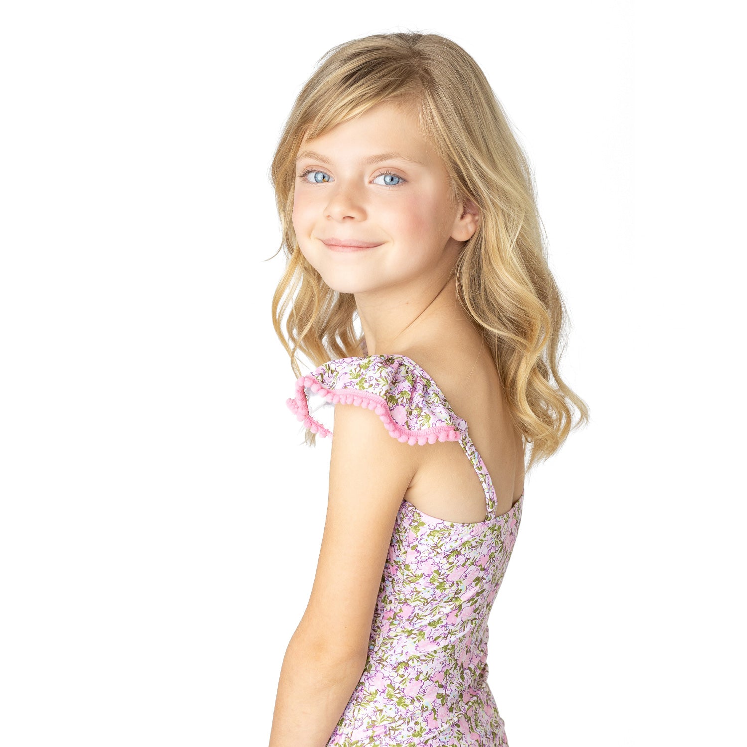 Blushing Blooms Girls Smocked One Piece Swimsuit