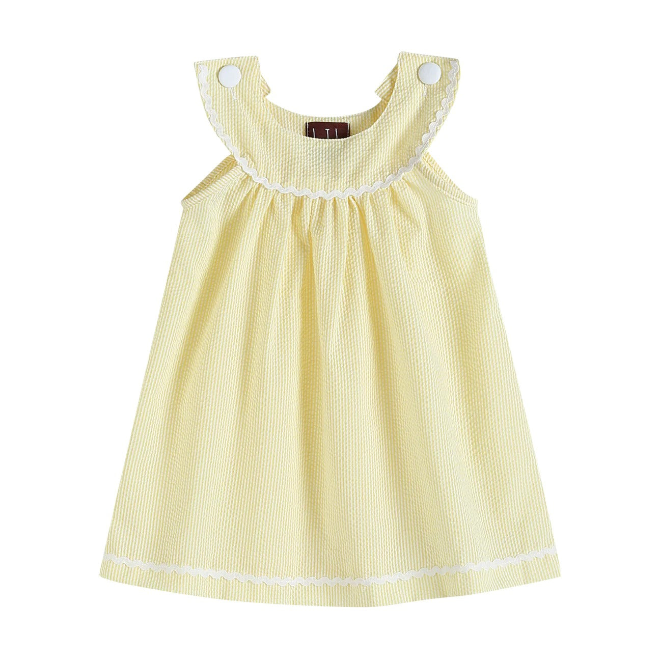 Pastel Yellow Seersucker Yoke Dress