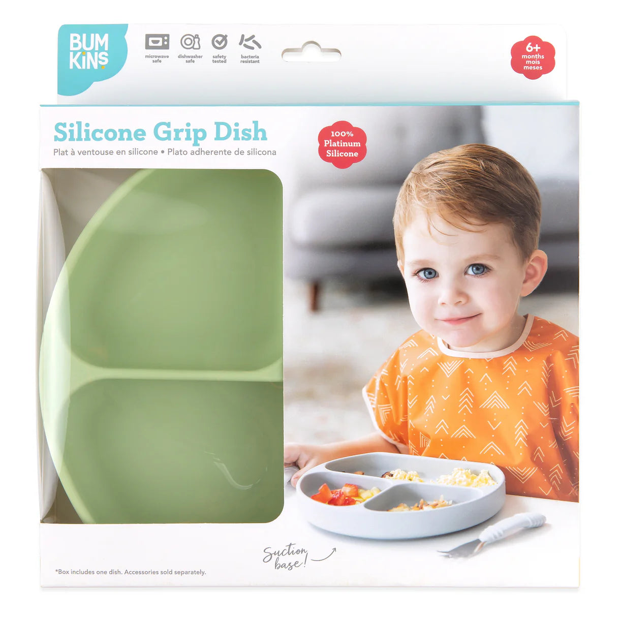 Silicone grip dish sage