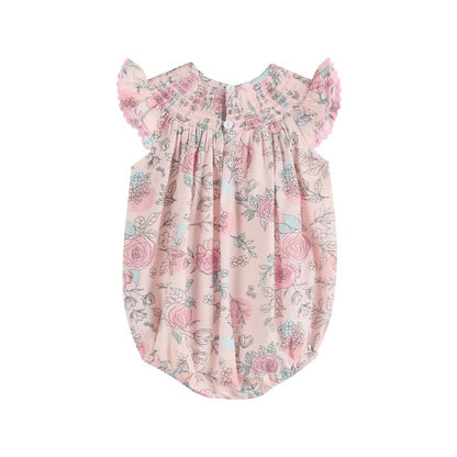 Pink rose smocked bubble