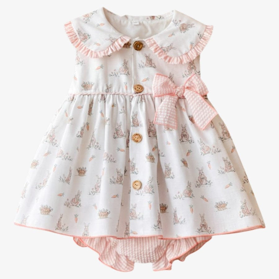 Thea Pink Bunny Print Dress & Bloomers