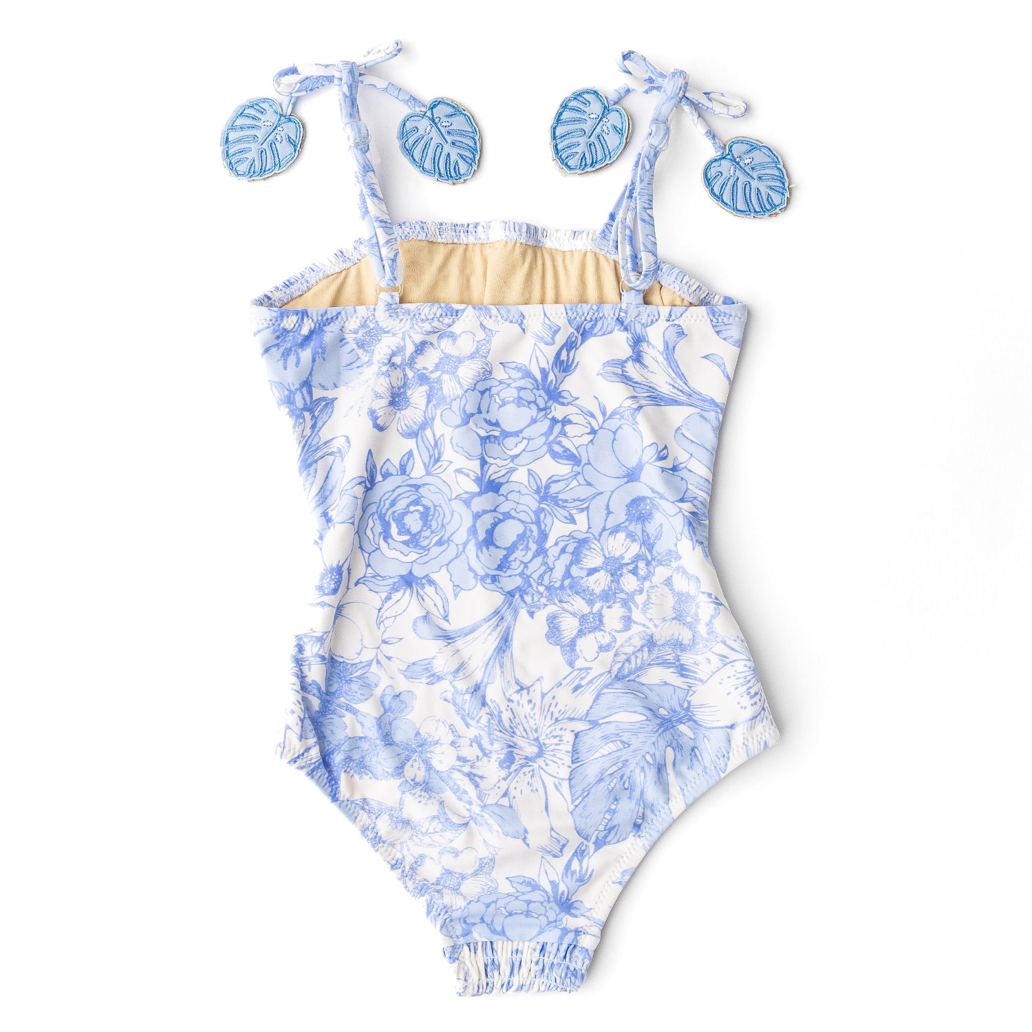 Tropical Blues Girls Smocked One Piece Swimsuit