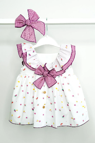 Purple Gingham Fruit Dress & Bloomers