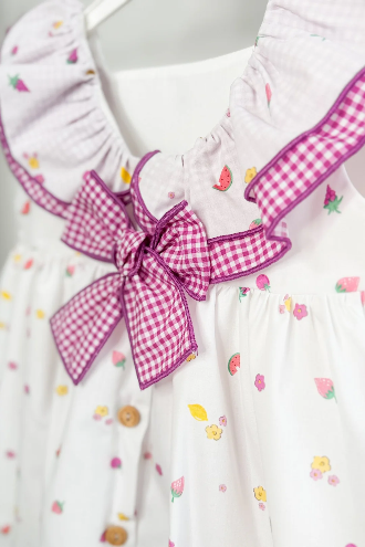 Purple Gingham Fruit Dress & Bloomers