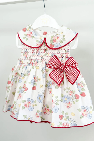 Red Floral Strawberry Dress & Bloomers