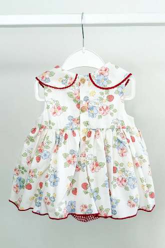 Red Floral Strawberry Dress & Bloomers