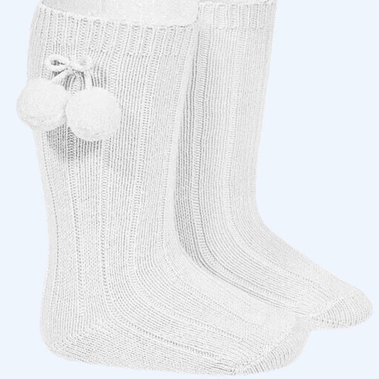 Medias canalé cóndor / blanco