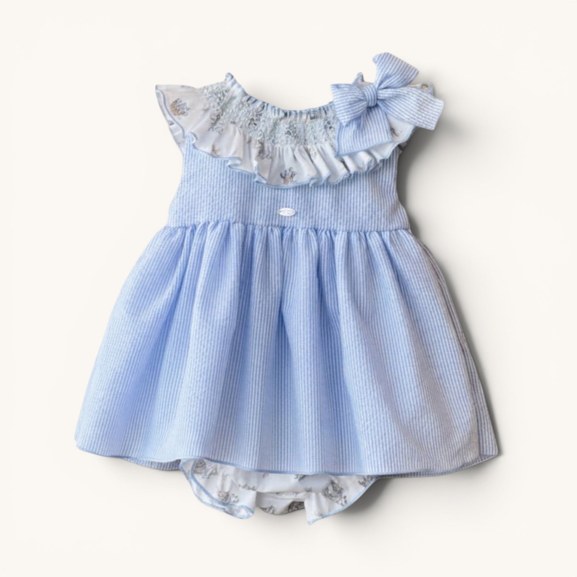 Blue Stripe Bunny Dress & Bloomers