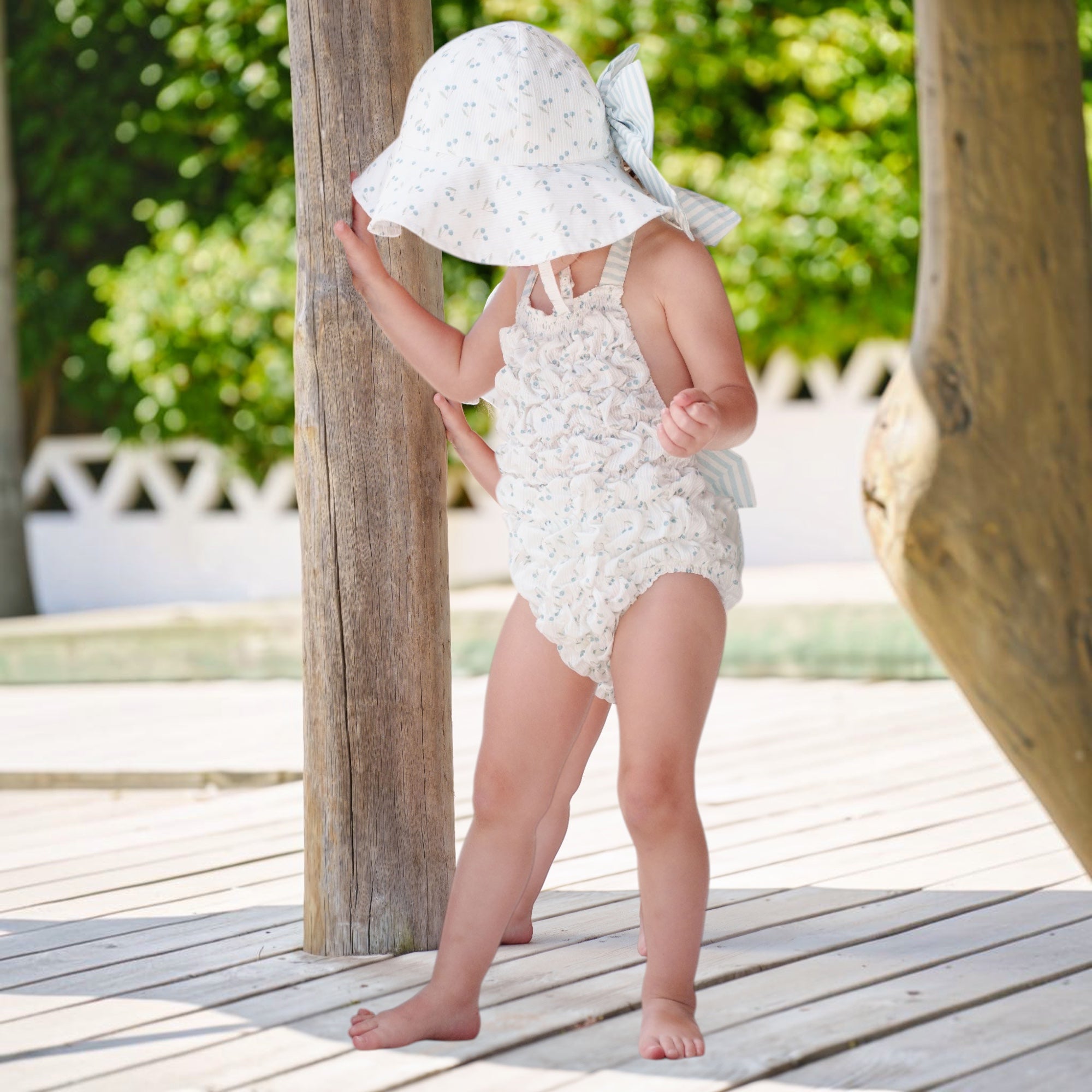 Blue cherries  frilled Swimsuit