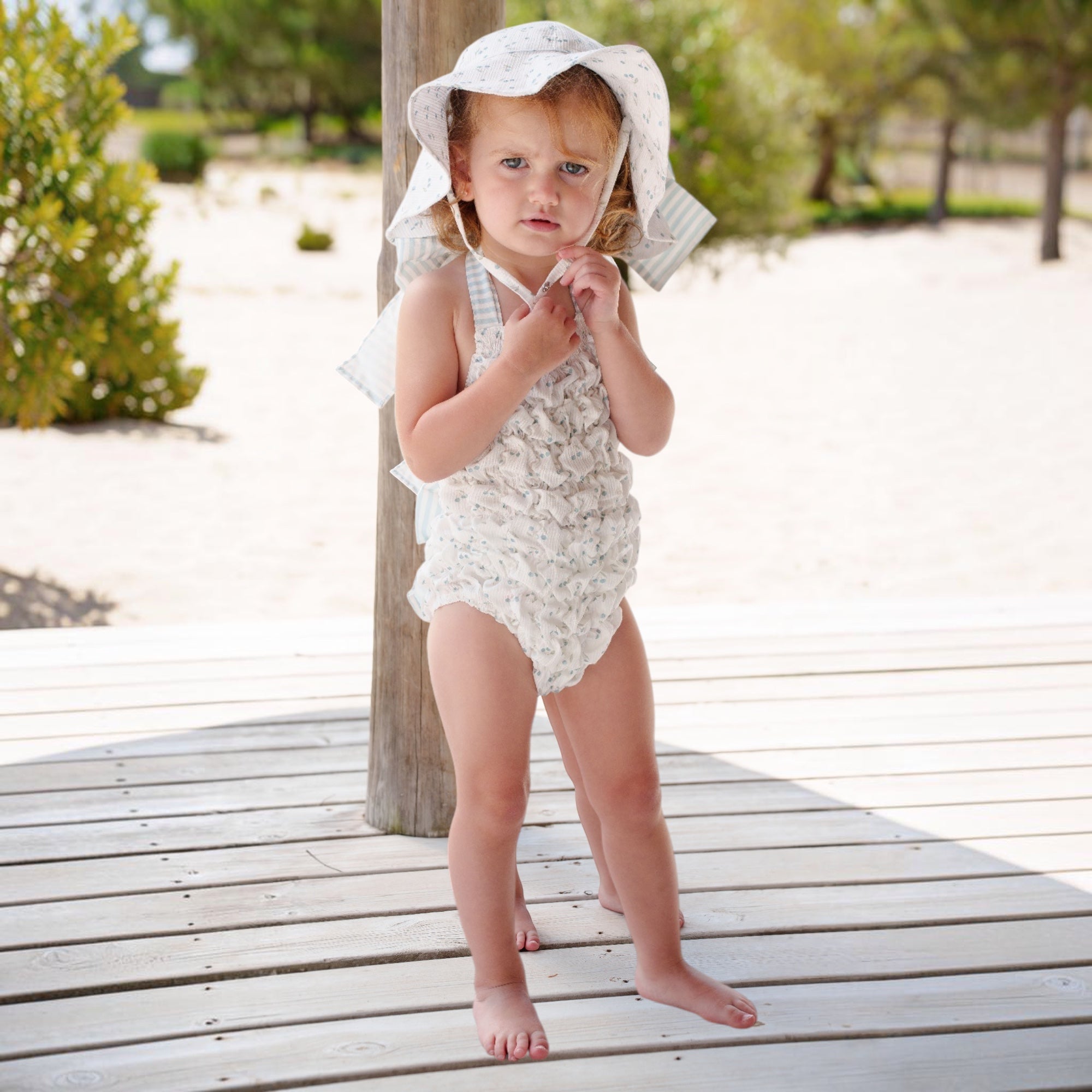 Blue cherries  frilled Swimsuit