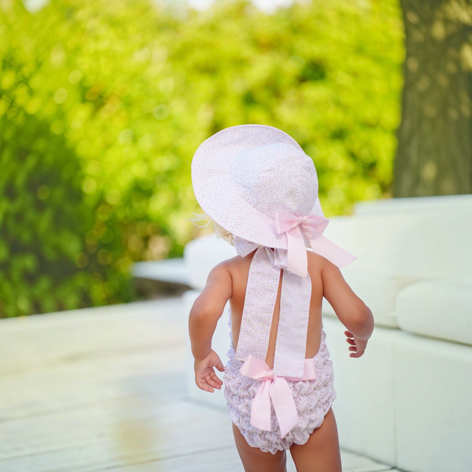 Pink blossoms cotton frilled Swimsuit
