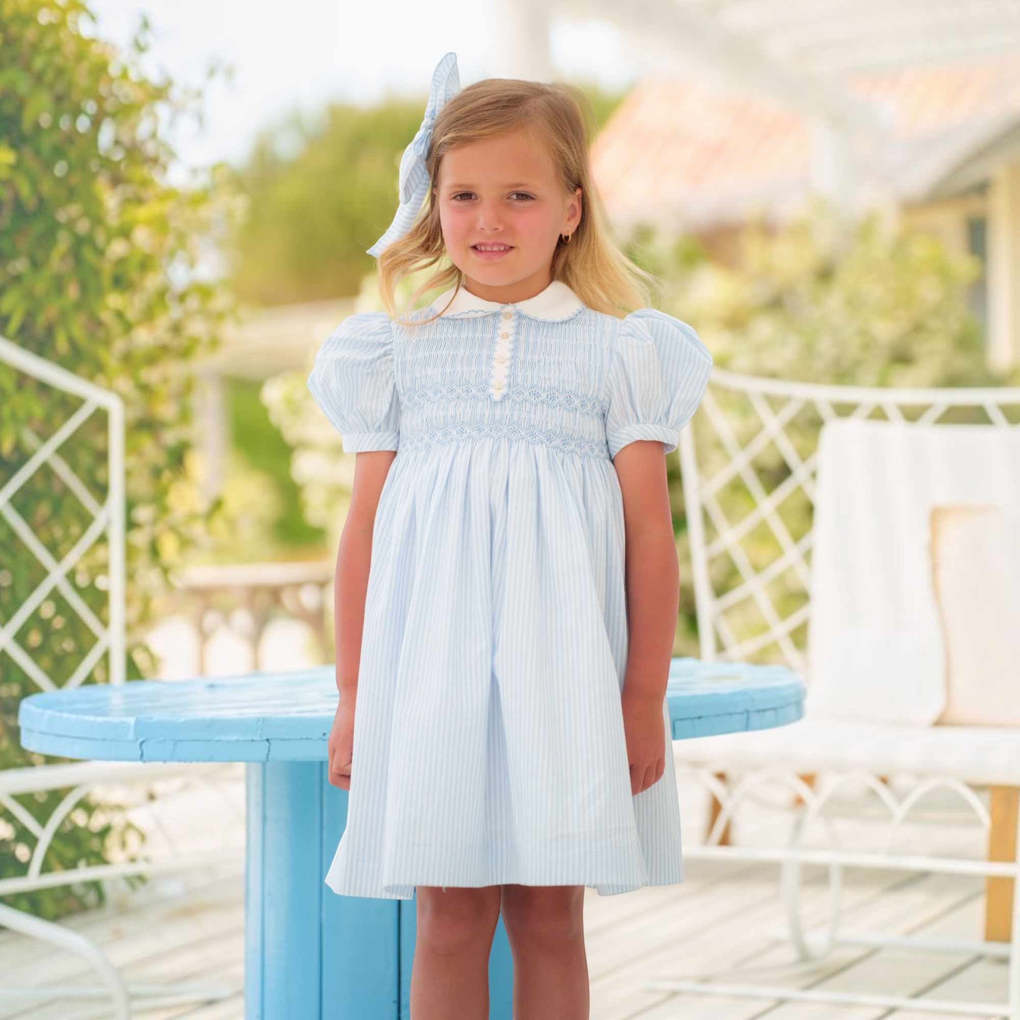 Water Stripes Smocked Dress