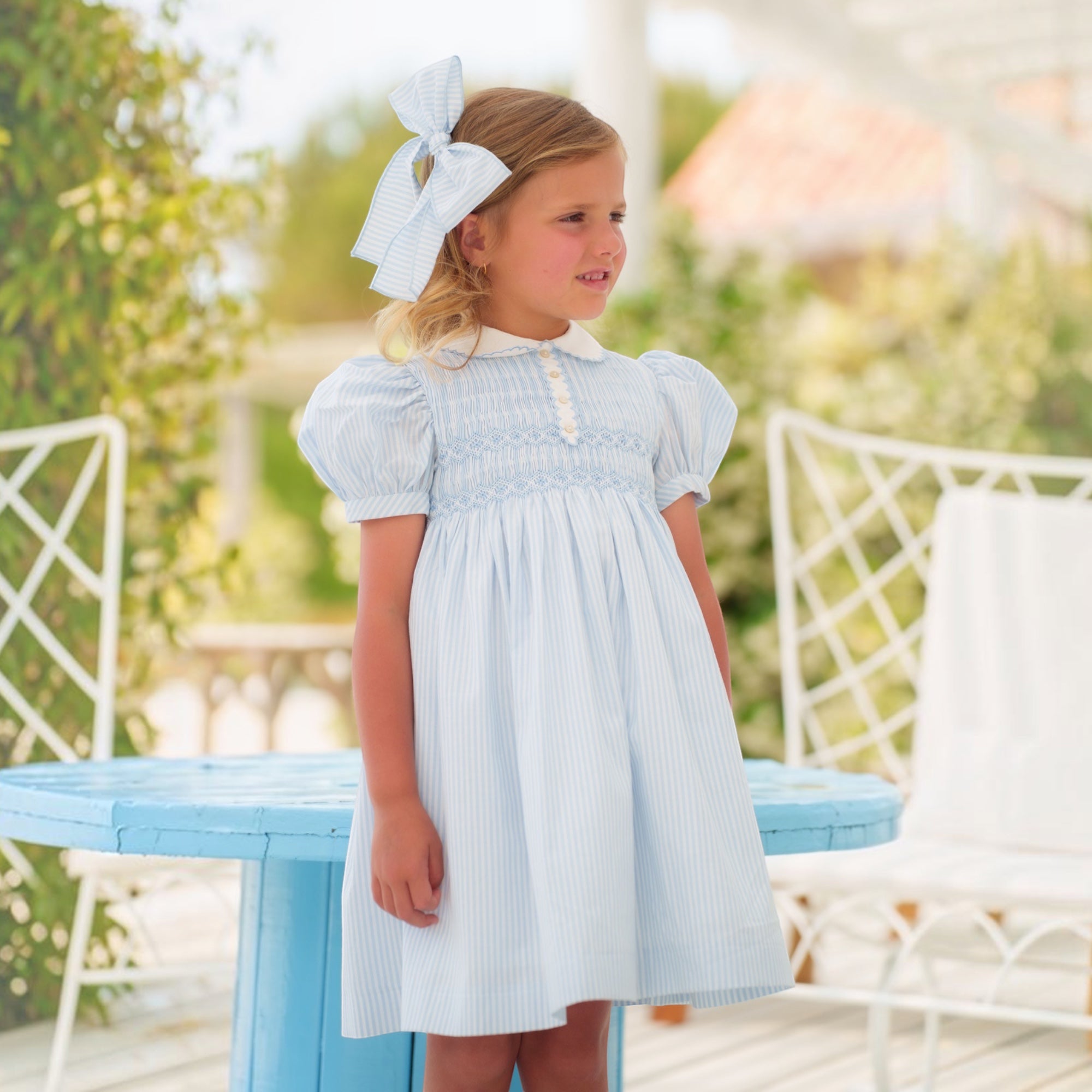 Water Stripes Smocked Dress