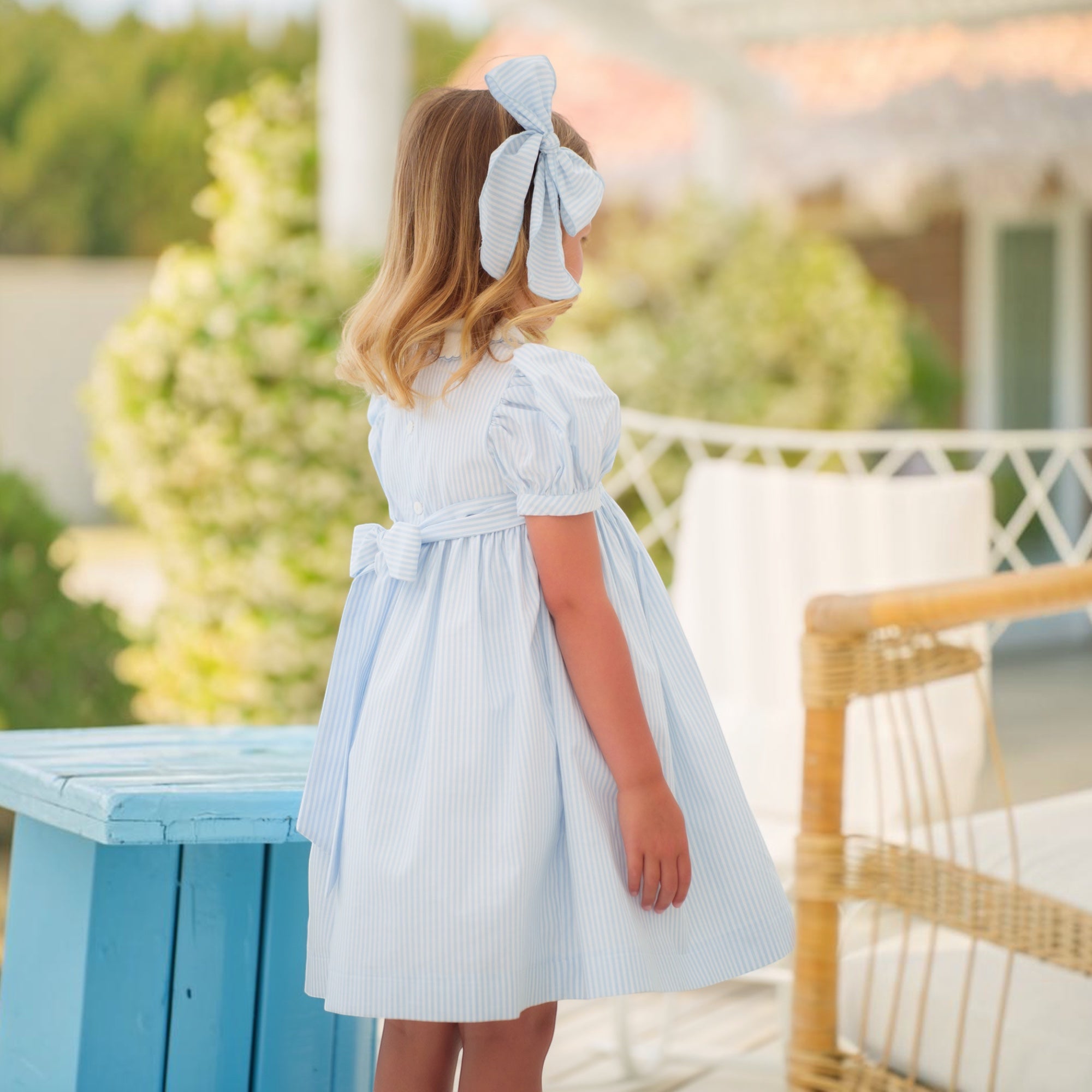 Water Stripes Smocked Dress