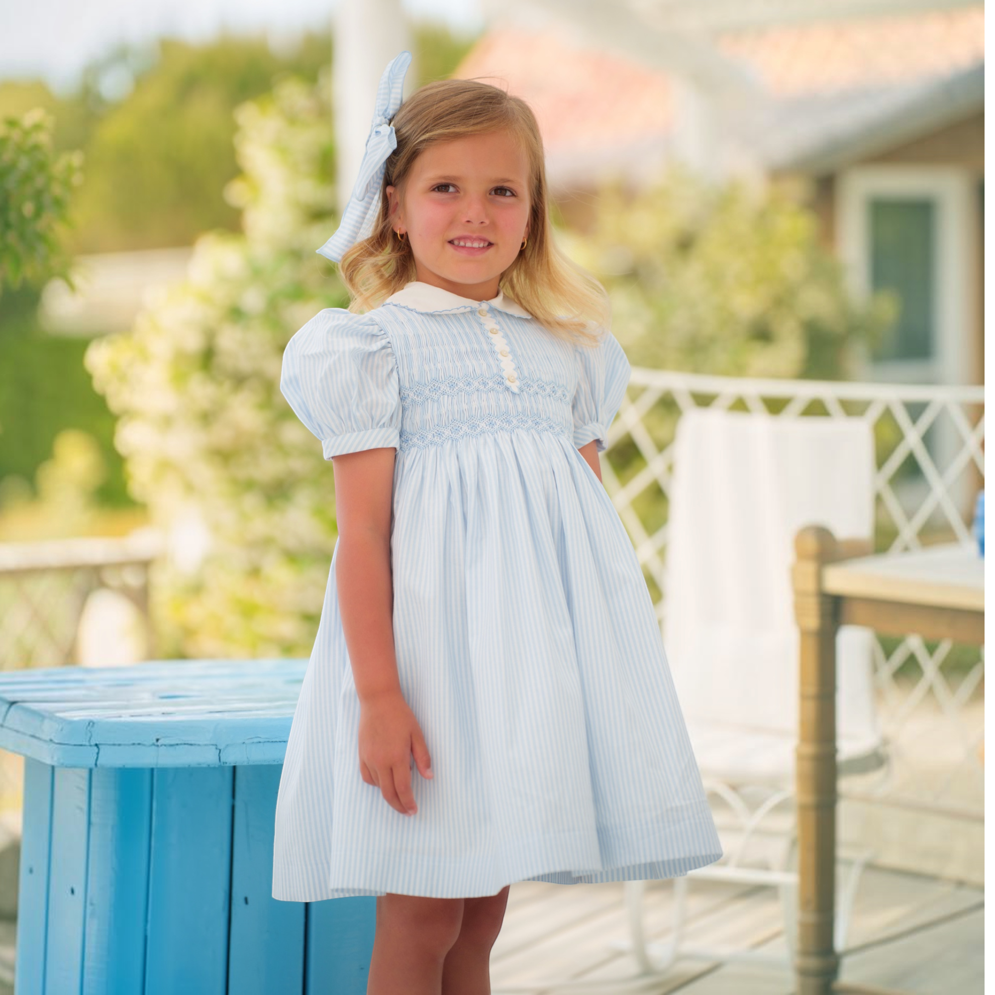 Water Stripes Smocked Dress