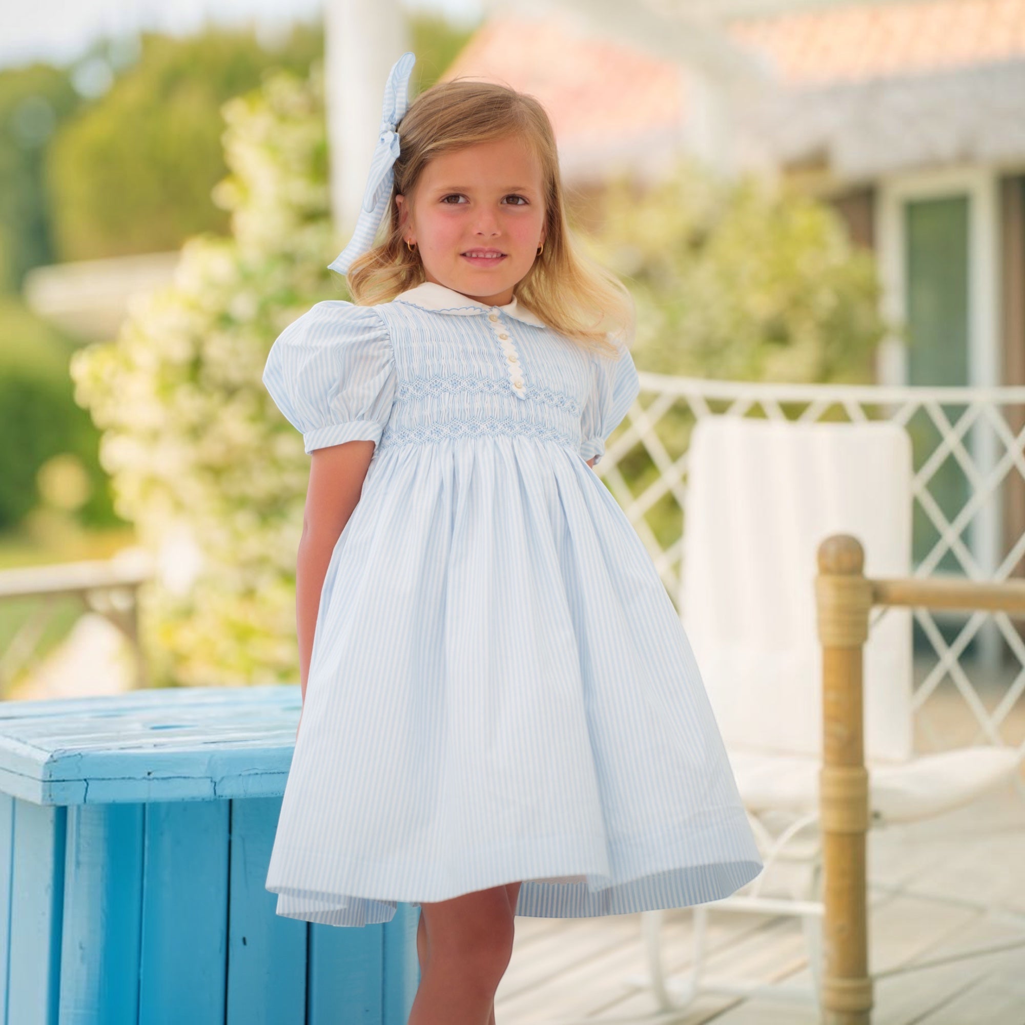 Water Stripes Smocked Dress