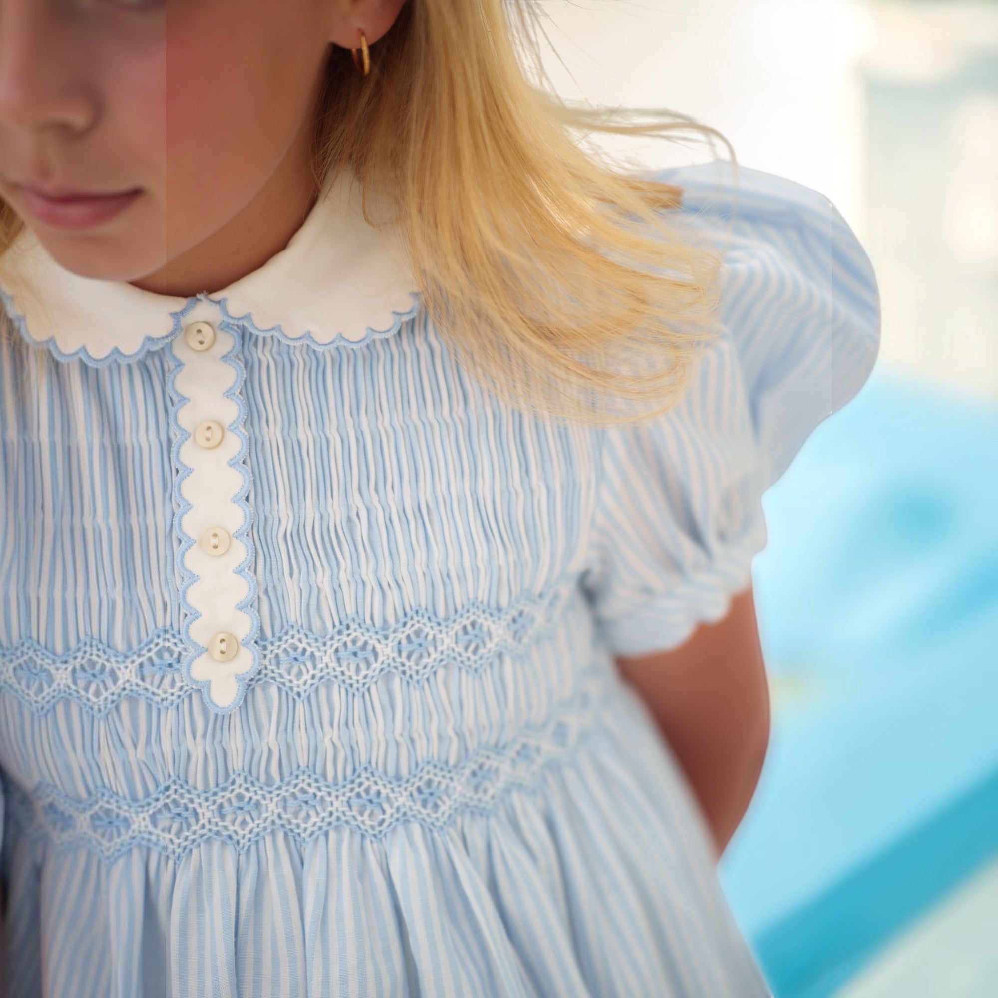 Water Stripes Smocked Dress