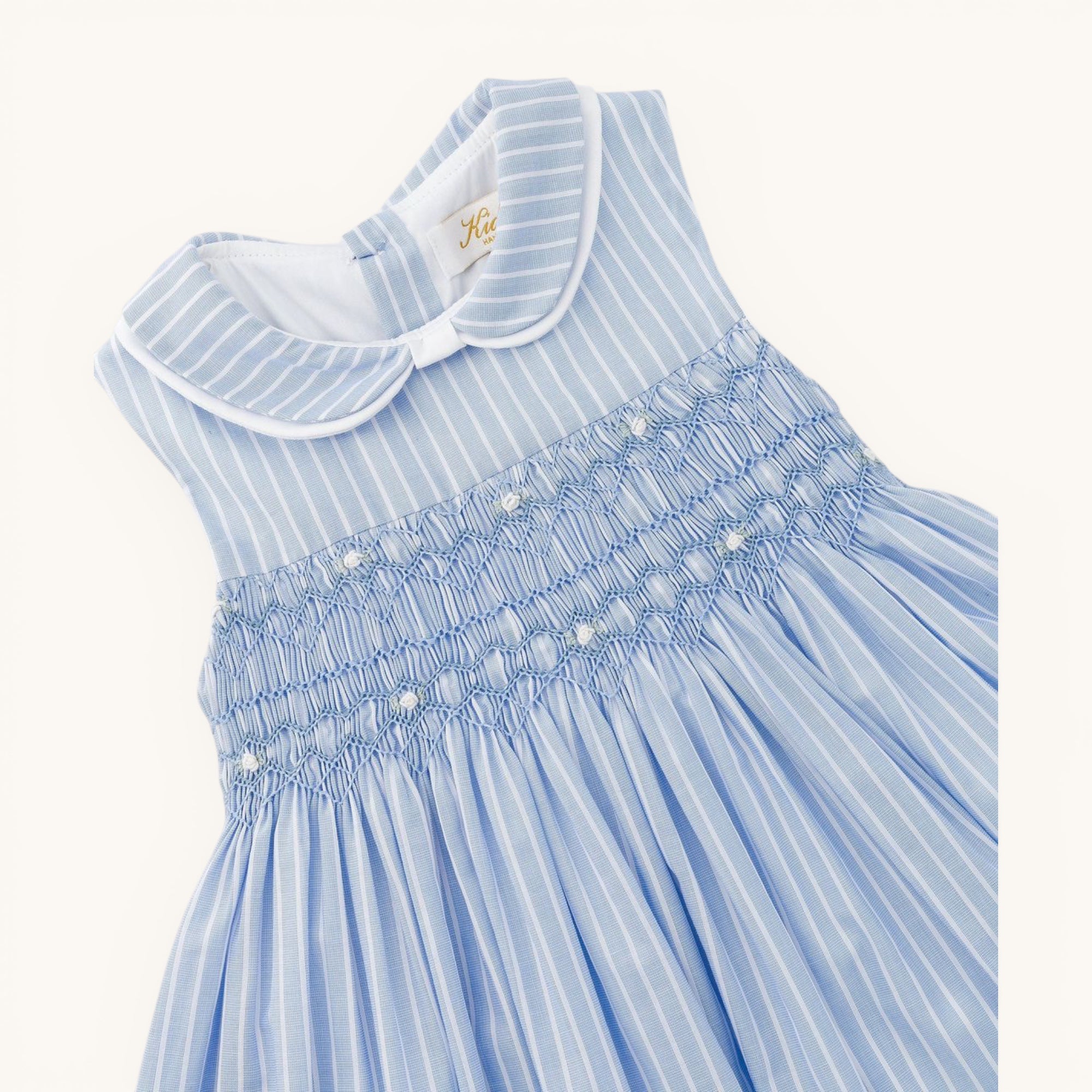 Maud Smocked Dress — Cornflower Blue Stripe