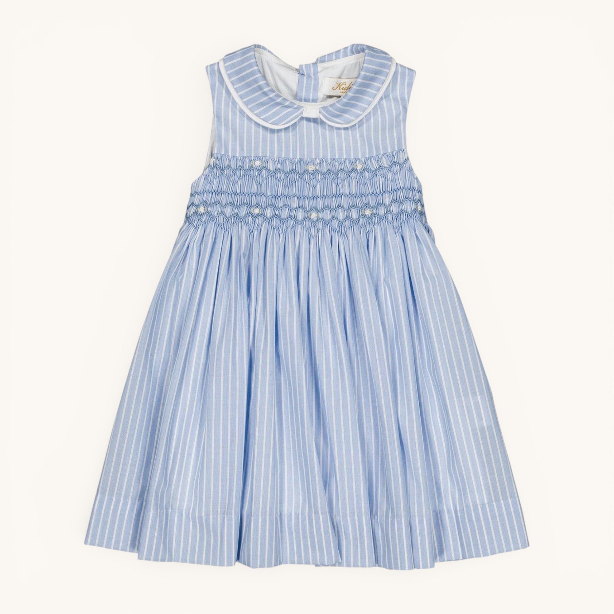 Maud Smocked Dress — Cornflower Blue Stripe