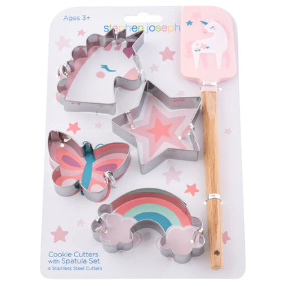 Set de cortadores de galletas con espátula - Unicornio