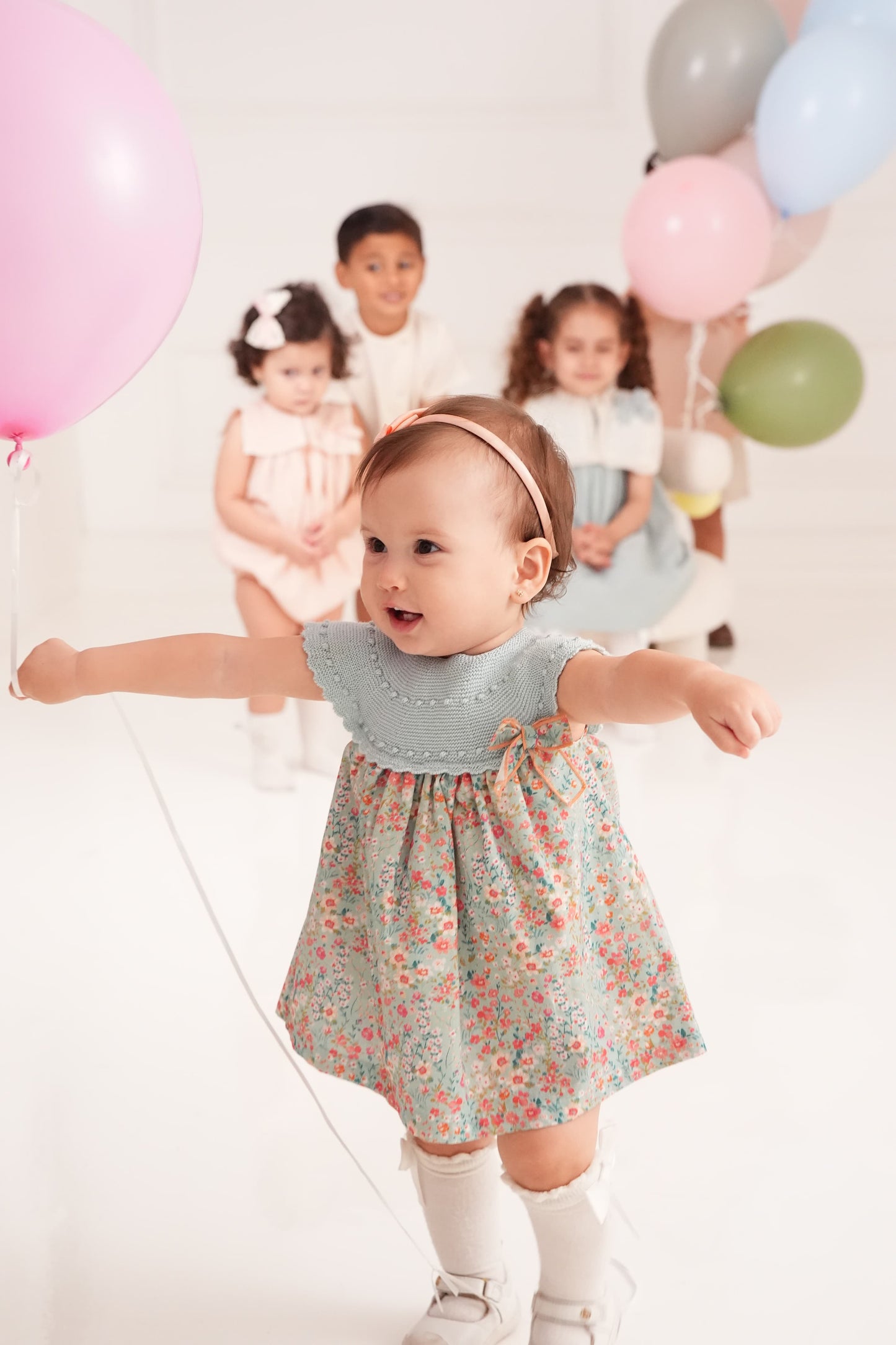 Vestido Flores Tricot