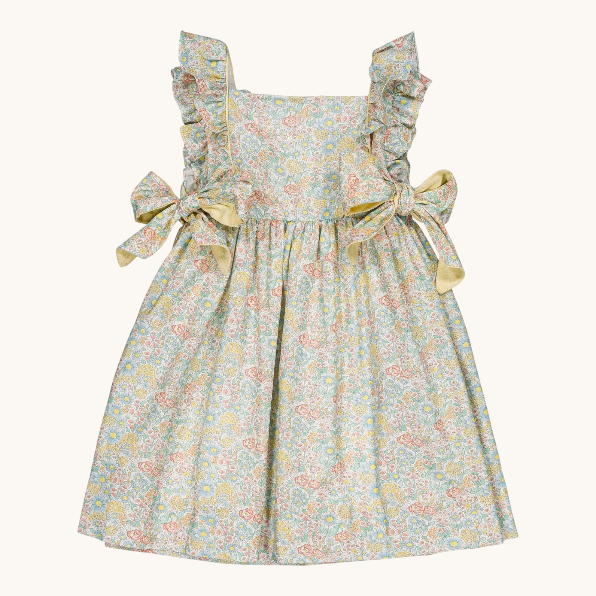 Kiara Floral Dress — Coral Yellow