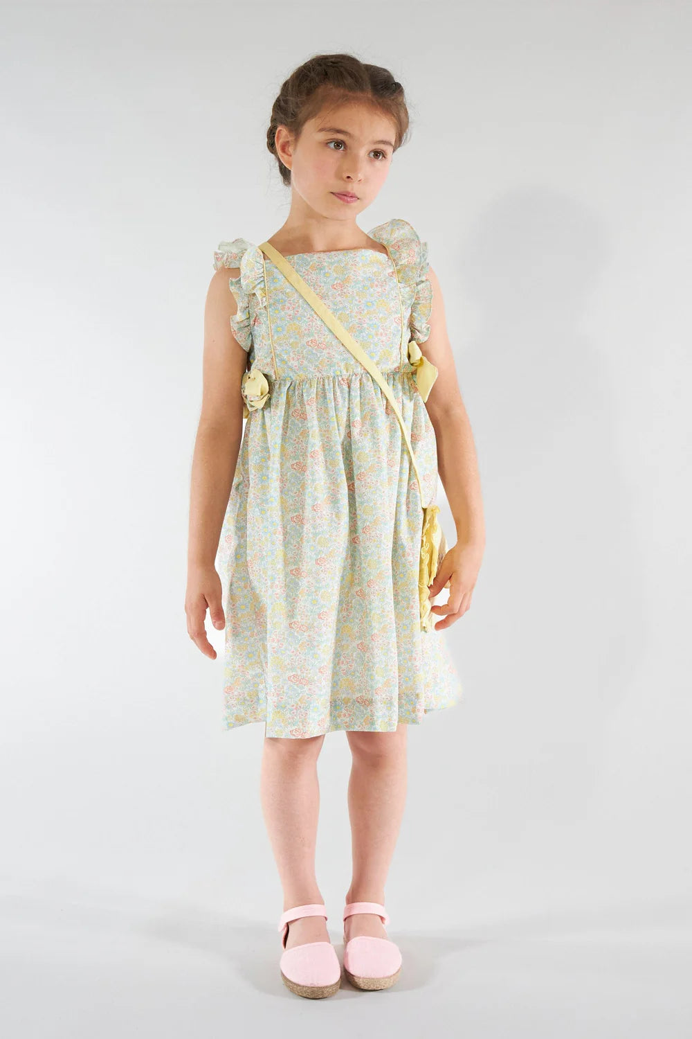 Kiara Floral Dress — Coral Yellow