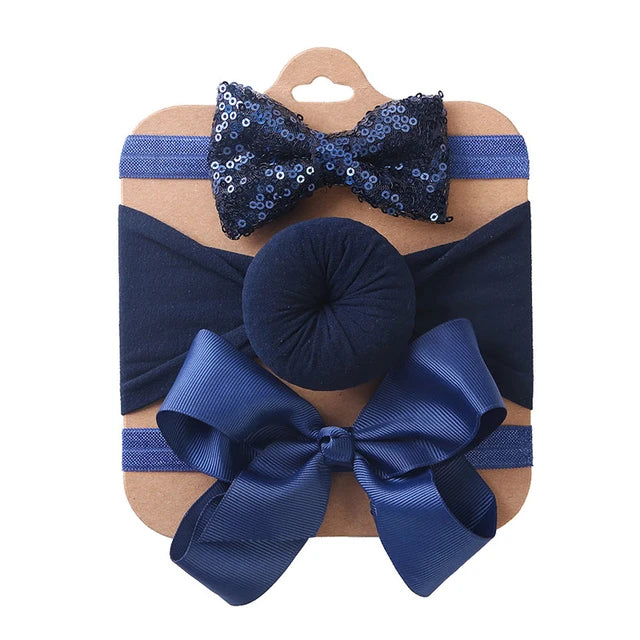 Set de 3 diademas navy para bebé